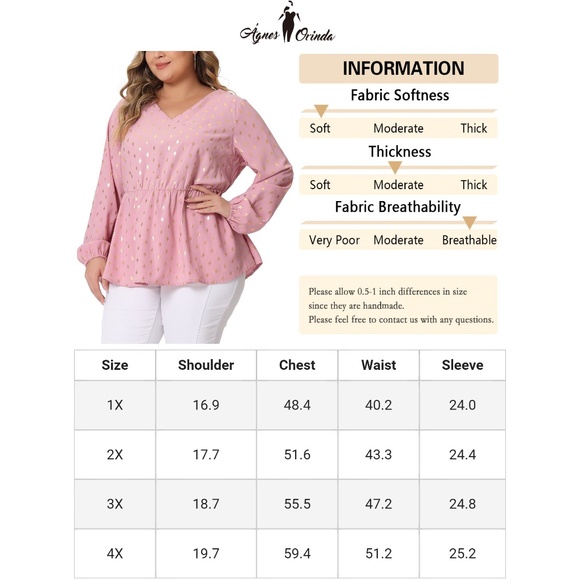 NWT - VNeck Geometric Print Ruffled Elastic Waist Long Sleeved Tunic - 2X - Picture 8 of 9